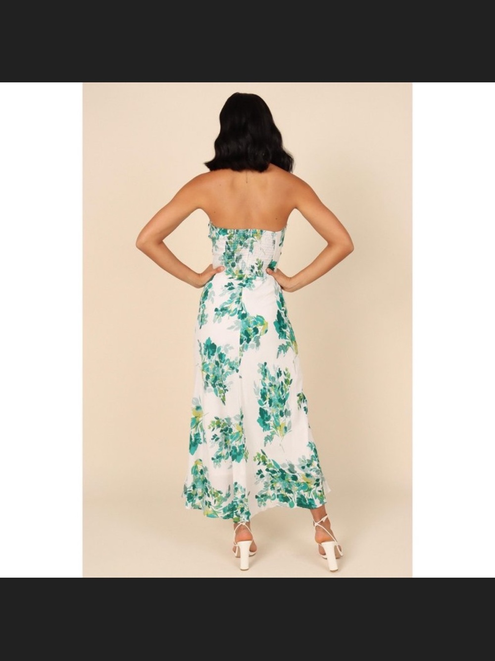 Petal & Pup White Strapless Maxi Dress with Teal Floral Print - Picture 5 of 7